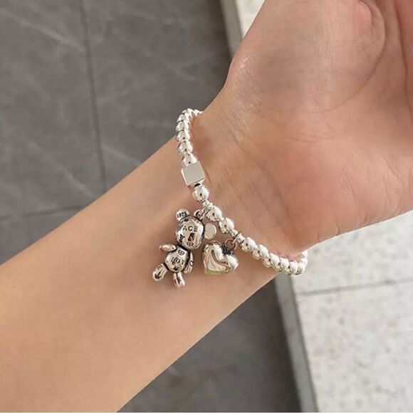 Cute Bear Heart Dangle Bracelet - Picture 6 of 6